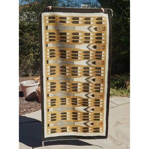 Vintage Navajo Native Indian Yei Bei Che Handwoven Rug - Tight Weave 35" x 66"